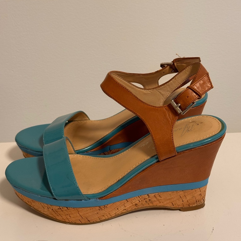 Blue and Brown Marc Fisher Wedges